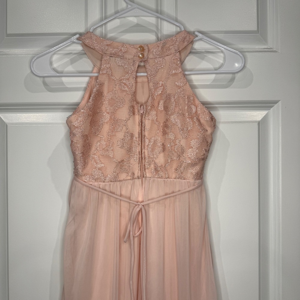My Michelle Girls Pink Lace‎ Beaded High Low Dress Pageant Party Size 7 - Picture 7 of 8